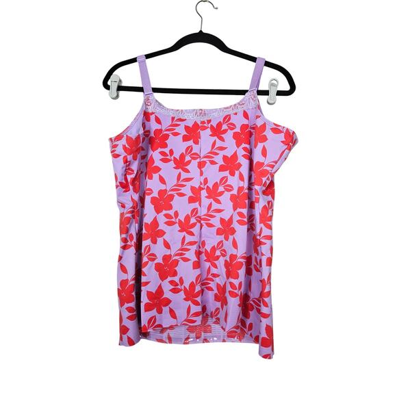 Ruby Ribbon Lace Cami 48 Purple Red Floral Sculpting Body Slimming Top Camisole - Picture 2 of 3